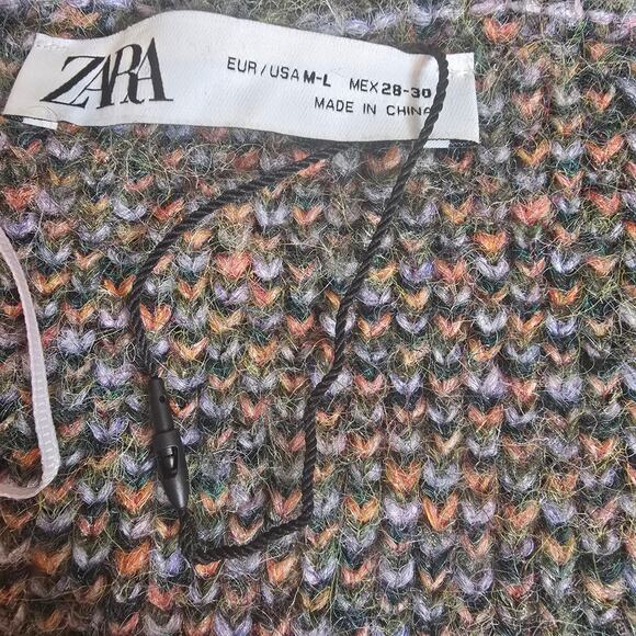 ZARA Landscape Knit Cardigan Coat Multicolor Oversized - Picture 5 of 5
